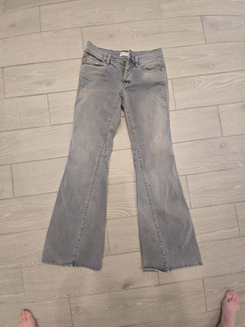 Free People Flare Jeans Size W26 Grey Button Fly